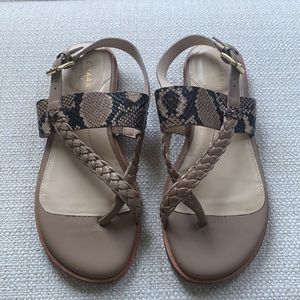 Cole Haan Grand Series, snake print/tan Sandals. Size 5 1/2
